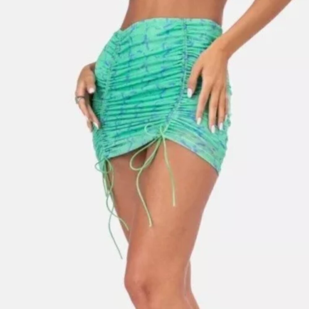 Adika Multicolor Tie Dye Weston Ruched Mini Skirt Women's Small